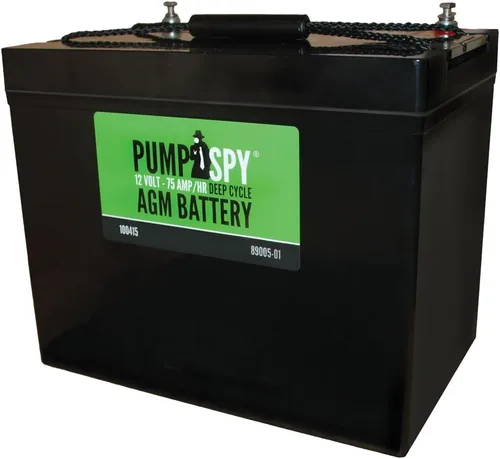 PumpSpy Batería de bomba de sumidero sin mantenimiento de 12v 75Ah AGM Ideal para aplicaciones de arranque-parada, insusceptible a la vibración,