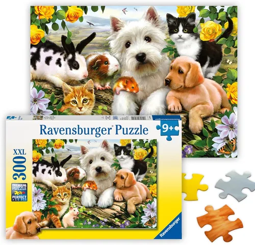 Ravensburger - Rompecabezas de 300 piezas con imagen de mascotas felices - Escena colorida y emocionante - Cachorros, gatitos, conejos y más -