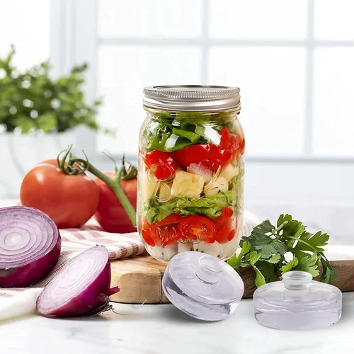 Miniatura 4 de Eleganttime Paquete de 4 pesos de fermentación de vidrio con mango de fácil agarre, tarro de masón, boca ancha, conservas, fermentación, encurtido