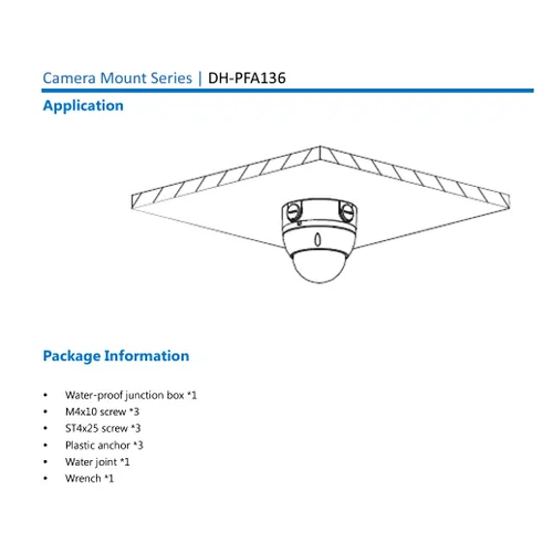 Miniatura 6 de PFA136 Caja de conexiones impermeable para torreta Dahua IP Dome y cámara de globo ocular, color blanco, 1 paquete