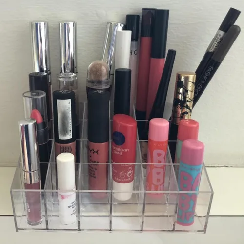 Miniatura 3 de Tecbeauty Soporte para Lápiz Labial, 24 Ranuras Organizador de Lápiz Labial Transparente Acrílico Exhibidor de Almacenamiento de Brillo Labial
