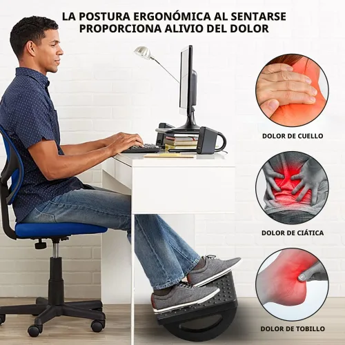 Miniatura 5 de CasaZenith Reposapiés para debajo del escritorio en el trabajo - Taburetes ergonómicos para debajo del escritorio de oficina - Reposapiés oscilante