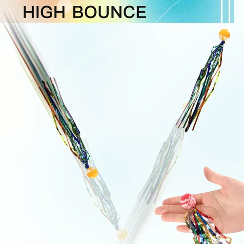 Miniatura 4 de Pllieay 50 bolas de cometa, bolas inflables de colores surtidos con serpentinas coloridas, bolas de goma para recuerdos de fiesta de niños, premios