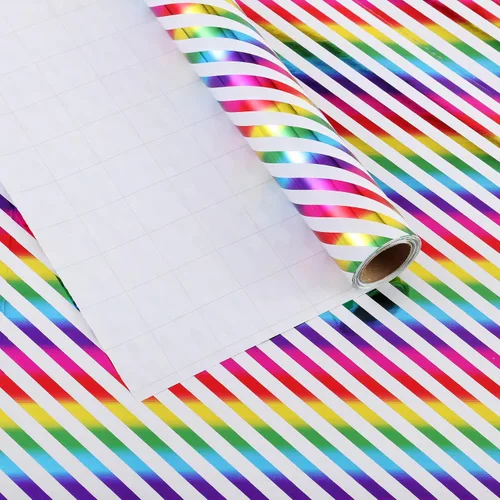 Miniatura 6 de Miss DuiDui Rollo de papel de regalo de puntos, 17 x 315 pulgadas, papel de regalo con diseño de puntos de aluminio coloridos para fiestas