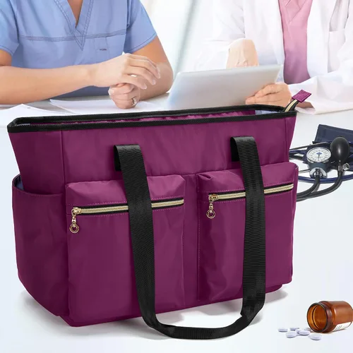 Miniatura 7 de Damero Bolsa de enfermera con funda para laptop para el trabajo y el cuidado del hogar, estudiantes de medicina
