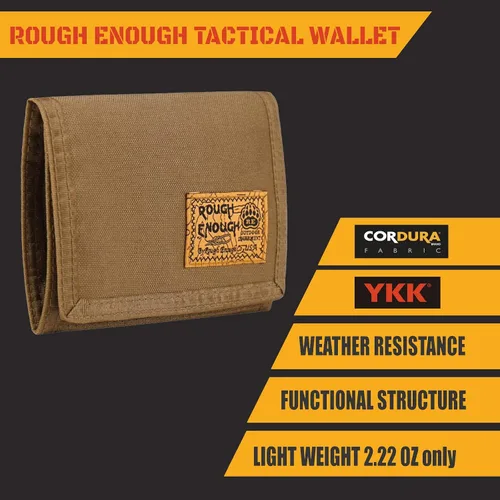 Miniatura 3 de Rough Enough - Carteras pequeñas para niños adolescentes y hombres, billetera delgada con bolsillo para monedas con cremallera, llavero en Cordura