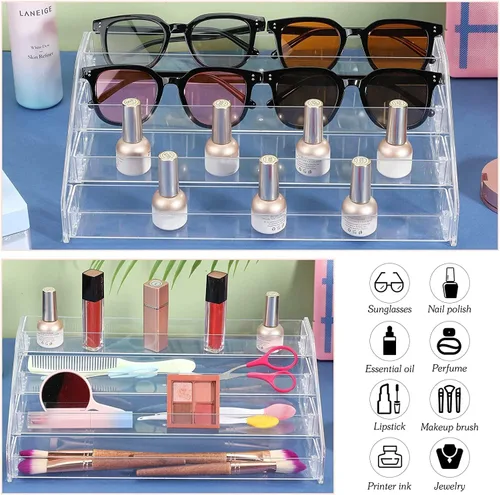 Miniatura 6 de Organizador de esmalte de uñas, 48 botellas de 4 capas, organizador de lentes de sol, estante de exhibición de acrílico, soporte para gafas, soporte