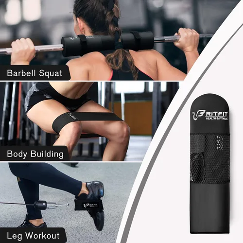 Miniatura 7 de RitFit 7 Pcs Barbell Squat Pad Set, with Resistance Band, 2 Safety Straps, 2 Gym Ankle Straps & Carry Bag, Upgraded Neck & Shoulder Protective Pad