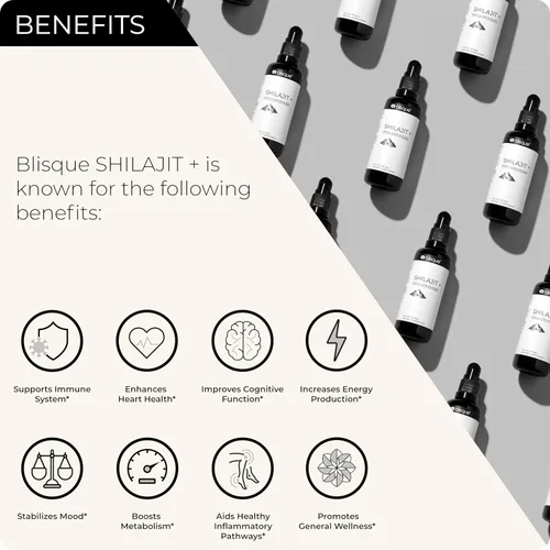 Miniatura 2 de Blisque Gotas minerales de resina Shilajit del Himalaya Pure, natural, orgánica para desintoxicación, limpieza, apoyo inmunológico, refuerzo