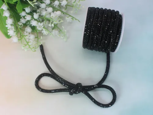 Miniatura 4 de Cuerda de purpurina con strass de 6 yardas, 0.17" de ancho, cordones brillantes para zapatos, ideal para hacer joyería DIY