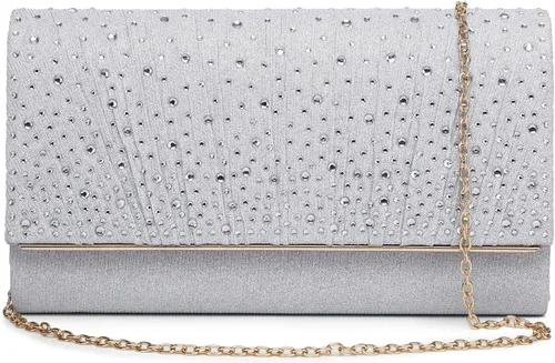 Miniatura 8 de Bolsas de noche para mujer, con lentejuelas con purpurina, bolso de mano brillante para mujer, bolso formal de boda, fiesta, baile