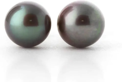 Miniatura 5 de Galaxy Gold GG Aretes de oro blanco de 14k con perla negra cultivada, Metal Gema, Perla