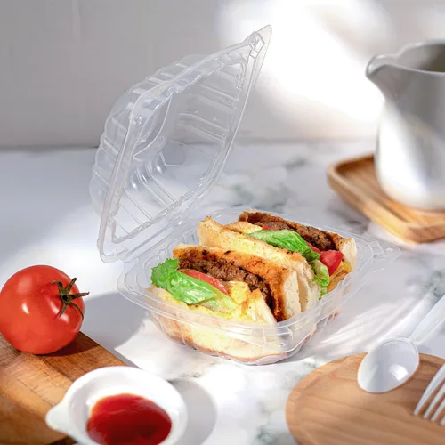 Miniatura 2 de Contenedores de Comida para Llevar Karat Clamshell [6"x6" - 300 unidades] Duraderos, Aptos para Microondas, Apilables, Resistentes a Roturas, Cajas