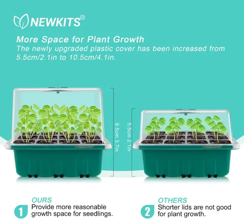 Miniatura 3 de Bandeja de inicio de semillas con luz de crecimiento, kit de inicio de germinación de plantas con cúpula de humedad y base para cultivo