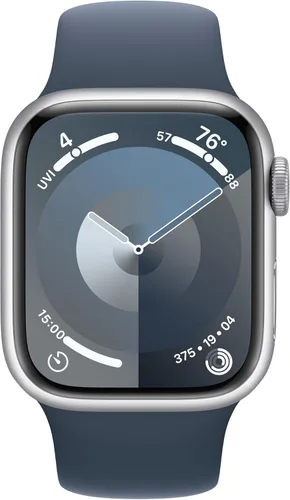 Miniatura 2 de Apple Watch Series 9 [GPS 41mm] Smartwatch con caja de aluminio plateado con correa deportiva azul tormenta S/M. Rastreador de fitness, aplicaciones