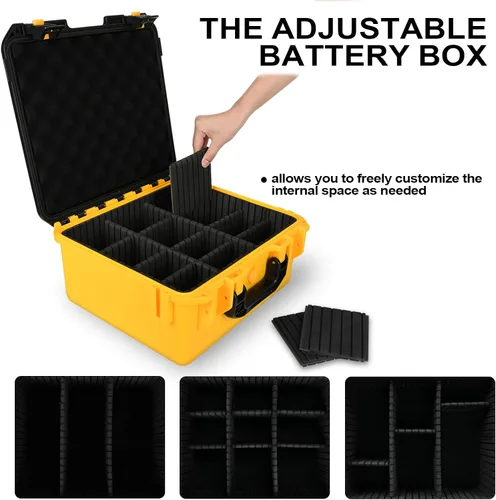 Miniatura 2 de Estuche de almacenamiento para batería Dewalt de 20 V: estuches duros impermeables para baterías Dewalt 20V/12V/60V, organizador de almacenamiento