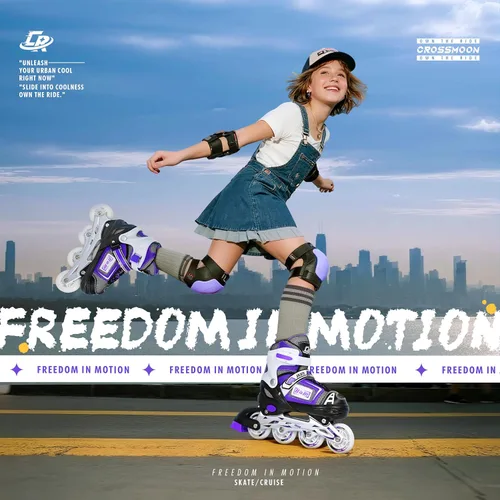 Miniatura 2 de Patines en línea ajustables para niños, adolescentes y adultos - Rodamientos ABEC-7, ruedas de poliuretano, ajuste cómodo, para patinaje en Violeta