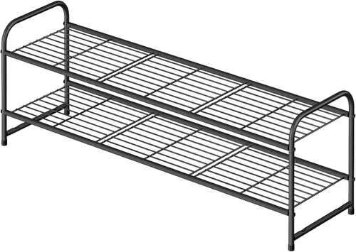 Miniatura 10 de Zapatero de 2 niveles para armario, organizador de almacenamiento de zapatos extra largo de 44 pulgadas para estantes, metal resistente, fácil