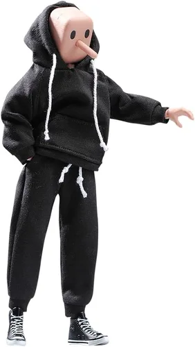 Ropa masculina a escala 1/12, sudadera con capucha para hombre, pantalones, ropa para figura de acción masculina de 6 pulgadas, muñeca (color negro)