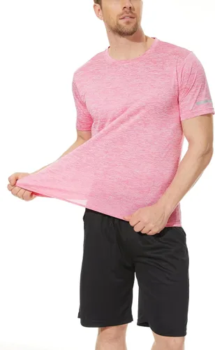 Miniatura 4 de MAGCOMSEN Paquete de 3 camisetas de manga corta para hombre, cuello redondo, secado rápido, atléticas, para correr, gimnasio, Wokout, fitness