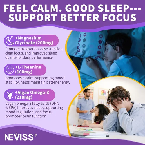 Miniatura 6 de NEVISS Gomitas multivitamínicas metiladas para adolescentes de 12 a 17 años con glicinato de magnesio, omega-3, L-teanina para adolescentes, niños
