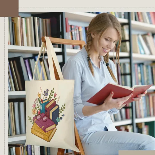 Miniatura 2 de Sweetude 8 bolsas de lona a granel para amantes de los libros, regalos de club para amantes de los libros, bibliotecario, lector, regalo