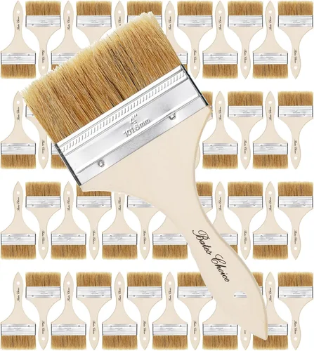 Miniatura 24 de Bates - Pinceles de pintura de cerdas naturales de 1 pulgada, juego de 16 unidades para pintura de astillas, tinte de madera y uso general