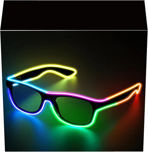 Miniatura 9 de YouRfocus Gafas inalámbricas con luz LED que brillan en la oscuridad, gafas de neón para fiestas rave, EDM, Halloween, Navidad (verde)
