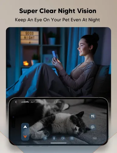 Miniatura 6 de WOPET Comedero automático para gatos con cámara para dos gatos, alimentador automático HD de 1080p, alimentador para mascotas WiFi 5G con visión
