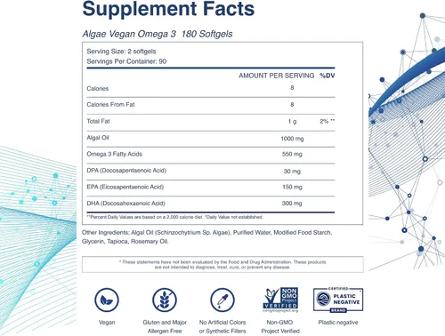 Miniatura 4 de TAHIRO Cápsulas blandas veganas de omega-3 - Suplemento a base de plantas con DPA, DHA y EPA - Nutrientes para hombres, mujeres y mujeres