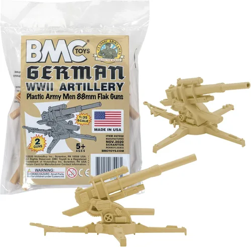 Miniatura 7 de BMC Classic WW2 Alemán 3.465 in Artillería - 2 piezas de plástico gris ejército hombres accesorios