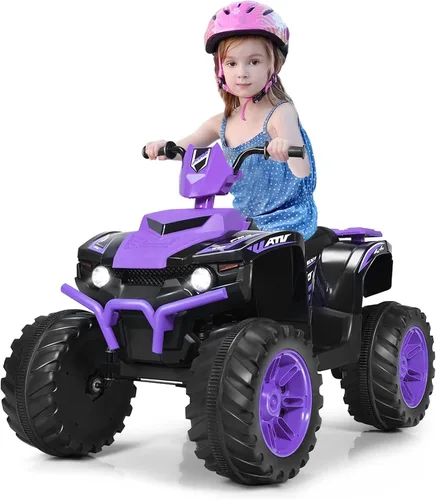 OLAKIDS Vehículo eléctrico de 12 V para niños, vehículo eléctrico de 4 ruedas para niños pequeños, auto de juguete motorizado a batería para niños y