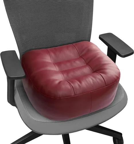 Miniatura 9 de YOUFI Cojín de Asiento de Cuero Extra Grueso Elevador para Silla de Oficina para Elevar la Altura - Relleno Completo para Soporte - con Funda Negro