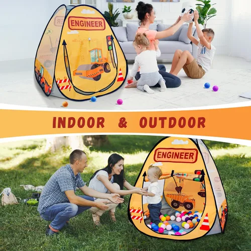 Miniatura 6 de 1 pieza Tienda de campaña de ingeniería para niños, piscina de pelotas para niños pequeños, casa de juegos plegable para interiores y exteriores