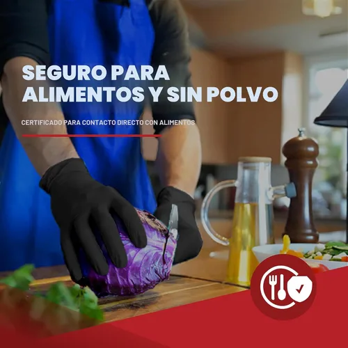 Miniatura 4 de London Labs Synsafe 4 Mil - Guantes de nitrilo negros para examen – Desechables, sin látex ni polvo – Guantes de goma extra fuertes – Kit