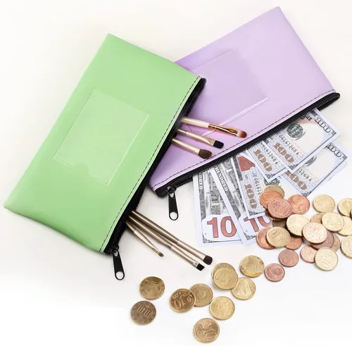 Miniatura 2 de Paquete de 8 Carteras para Depósitos Bancarios de Dinero, Cartera de Seguridad con Cremallera de Cuero Sintético Resistente con Ventana 8