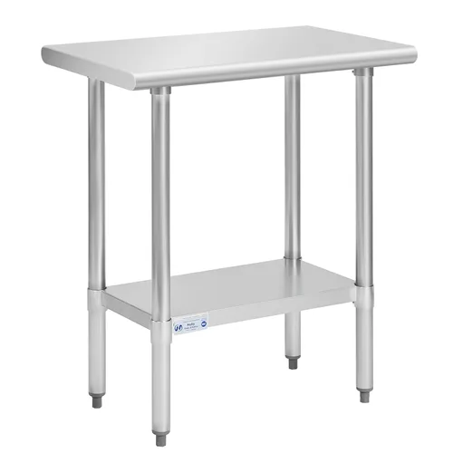 Miniatura 40 de Mesa de acero inoxidable para preparación y trabajo, con ruedas giratorias, mesa resistente, comercial NSF, con estante inferior y protector