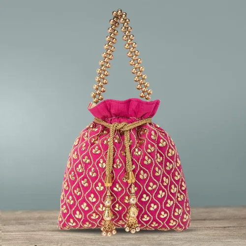 Miniatura 5 de Aheli Potli Monederos para mujer, hecho a mano, bolso de noche, elegante pulsera de moda nupcial