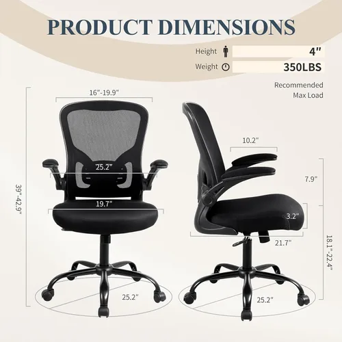 Miniatura 3 de Flysky Juego de 10 sillas ergonómicas de escritorio para oficina en casa, soporte lumbar, silla giratoria de malla transpirable para computadora