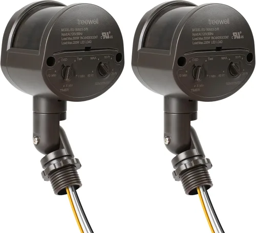 Miniatura 9 de Paquete de 2 sensores de movimiento, detector de movimiento de repuesto de 180 grados, tiempo ajustable y sensibilidad de detección de hasta 60