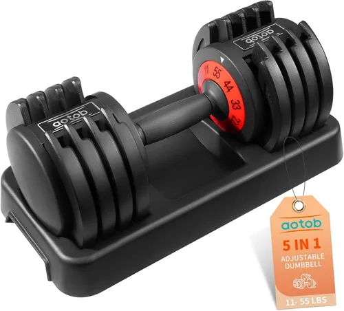 Miniatura 13 de AOTOB Adjustable Dumbbell Set 25/55 Lbs (Pair), Fast Weight Adjustment with Anti-Slip Turning Handle, Space-Saving for Home Gym, Strength Training