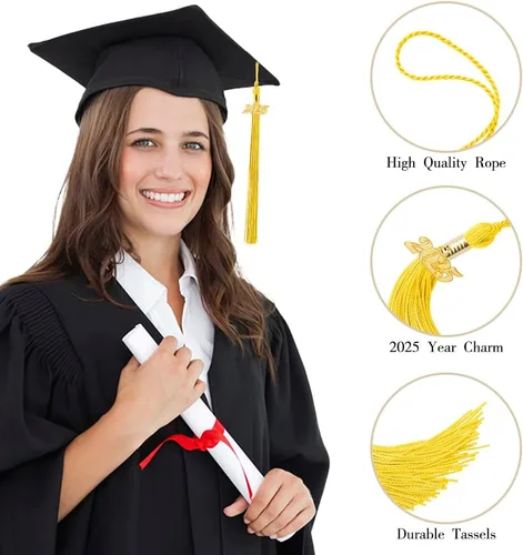 Miniatura 46 de Borla 2025, 1 unidad, borla de graduación para graduados 2025, borla 2025 con dijes de fecha dorada 2025 para fiestas de graduación, ceremonias