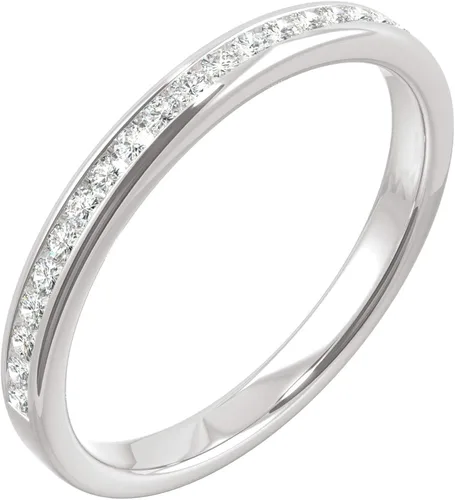 Miniatura 2 de Charles & Colvard - Anillo de boda redondo de oro blanco de 14 quilates de 0.047 in, 0.19 quilates de DEW por Charles & Colvard