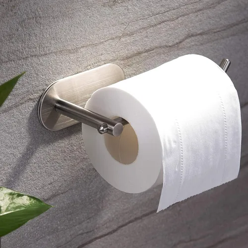 YIGII Soporte de papel higiénico adhesivo - MST001 Soporte autoadhesivo para rollo de papel higiénico para baño y cocina, se pega en la pared, acero