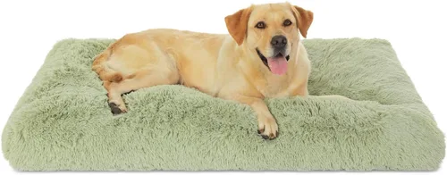 Miniatura 27 de Bedfolks Cama Impermeable para Jaula de Perro, Cama de Felpa para Perros con Funda Lavable Extraíble, Almohadón de Jaula de Perro de Piel Sintética