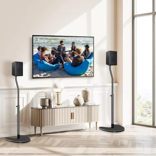 Miniatura 8 de Mounting Dream Par de soportes para altavoces, máximo 39 pulgadas de altura ajustable, base resistente, capacidad de 11 libras cada uno, juego de 2
