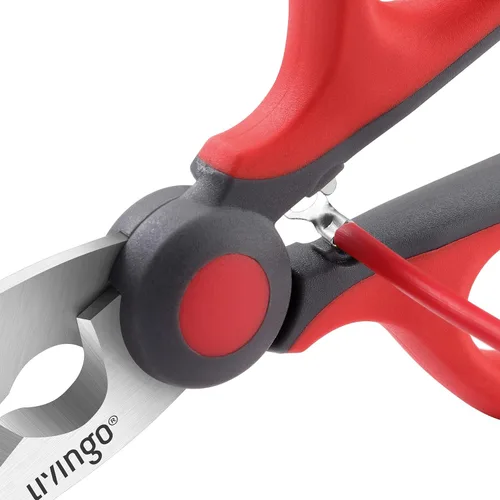 Miniatura 6 de LIVINGO Tijeras de electricista: Tijeras de alambre resistentes afiladas de 6 pulgadas - Hoja de muesca dentada de acero inoxidable con clip