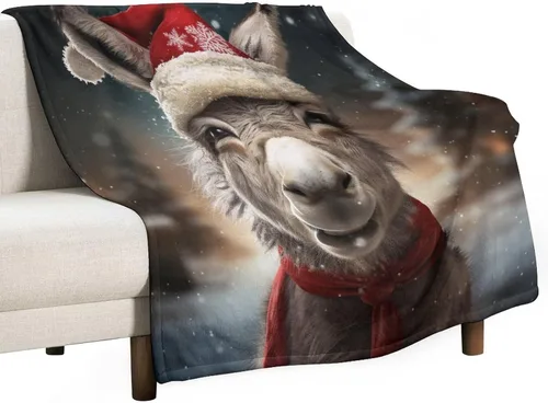 Miniatura 30 de Manta cálida de Navidad Folk Botanicals de microforro polar ultrasuave y cálida, acogedora manta ligera, manta rústica de vacaciones de 30 x 40