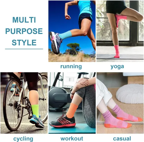 Miniatura 7 de Gonii Women Socks Hiking Running Thick Cushion Athletic Crew Socks 5-Pair