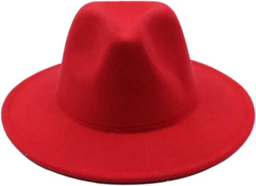 Miniatura 4 de Sombrero clásico de ala ancha para niños, sombrero de fieltro Panamá para niños y niñas Rojo vino